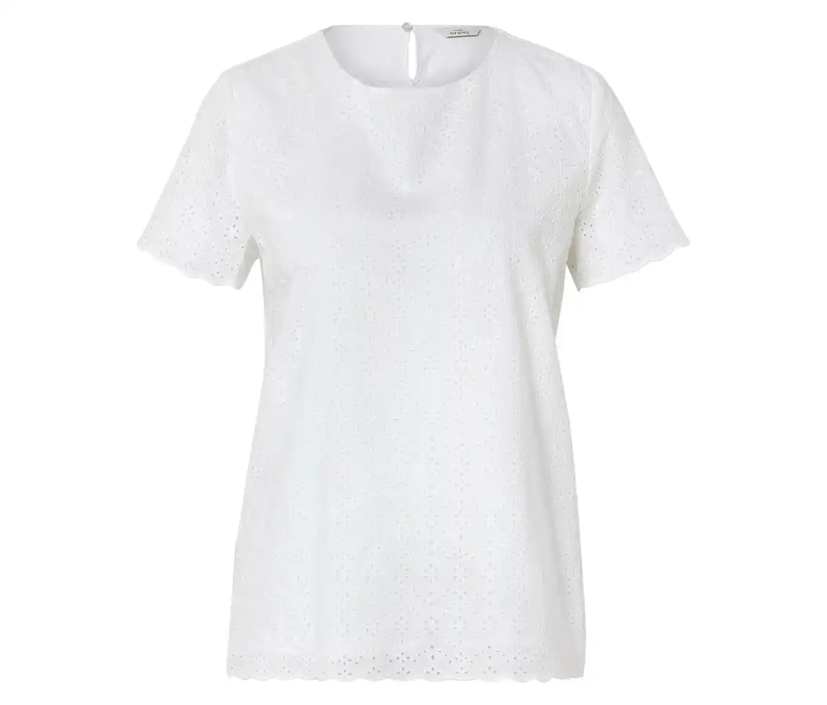 Bild 1 von Blusenshirt mit Lochstickerei, weiß