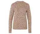 Bild 1 von Strickpullover mit Stehkragen, beige meliert mit hellbraunem Leo-Alloverprint