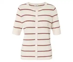 Feinstrick-Cardigan mit Leinen, Streifen