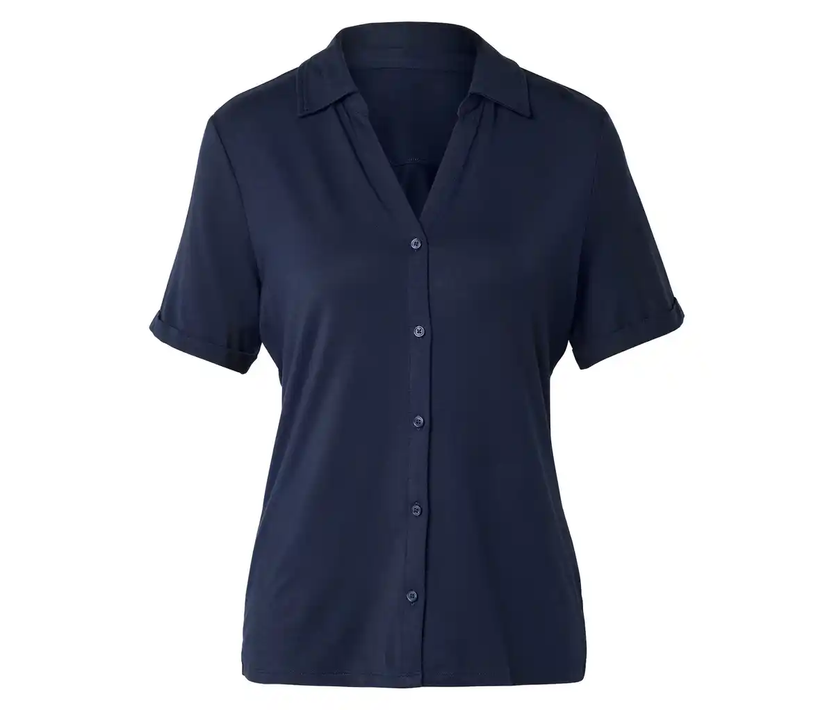 Bild 1 von Blusenshirt mit Knopfleiste, dunkelblau
