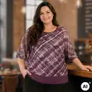 Bild 1 von 2-in-1 Damen-Langarmshirt mit Mesh-Oberstoff, große Größen