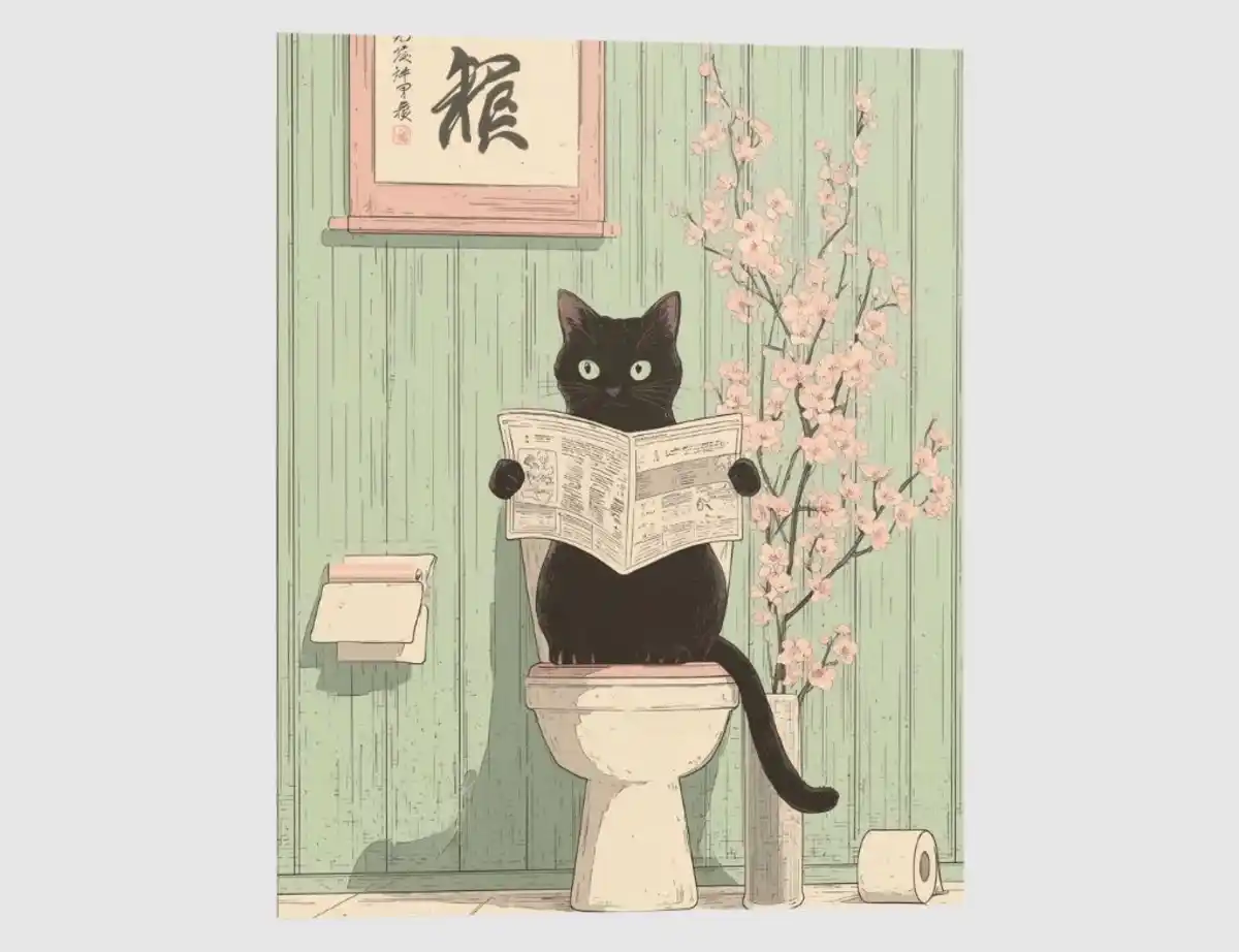 Bild 1 von Bild Japandi Toilet Cat 40x50cm