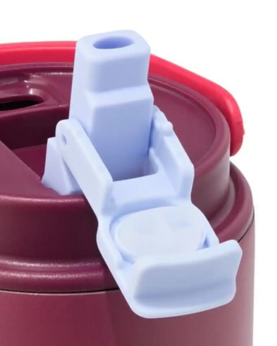 Bild 2 von Trinkbecher mit Trinkhalm, 600 ml Edelstahl, burgunderrot