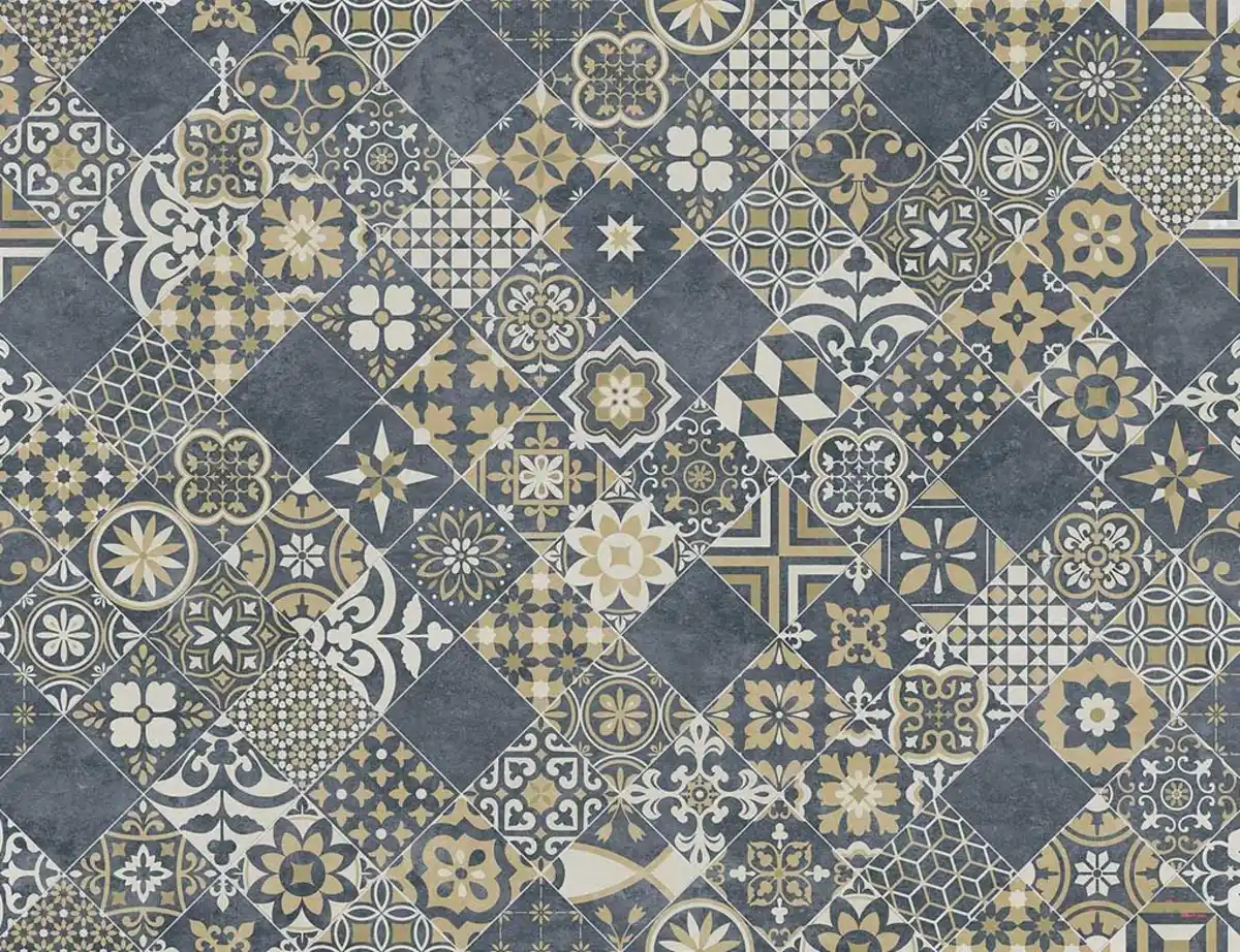 Bild 1 von PVC Calypso Tile Blau, Gold 2m