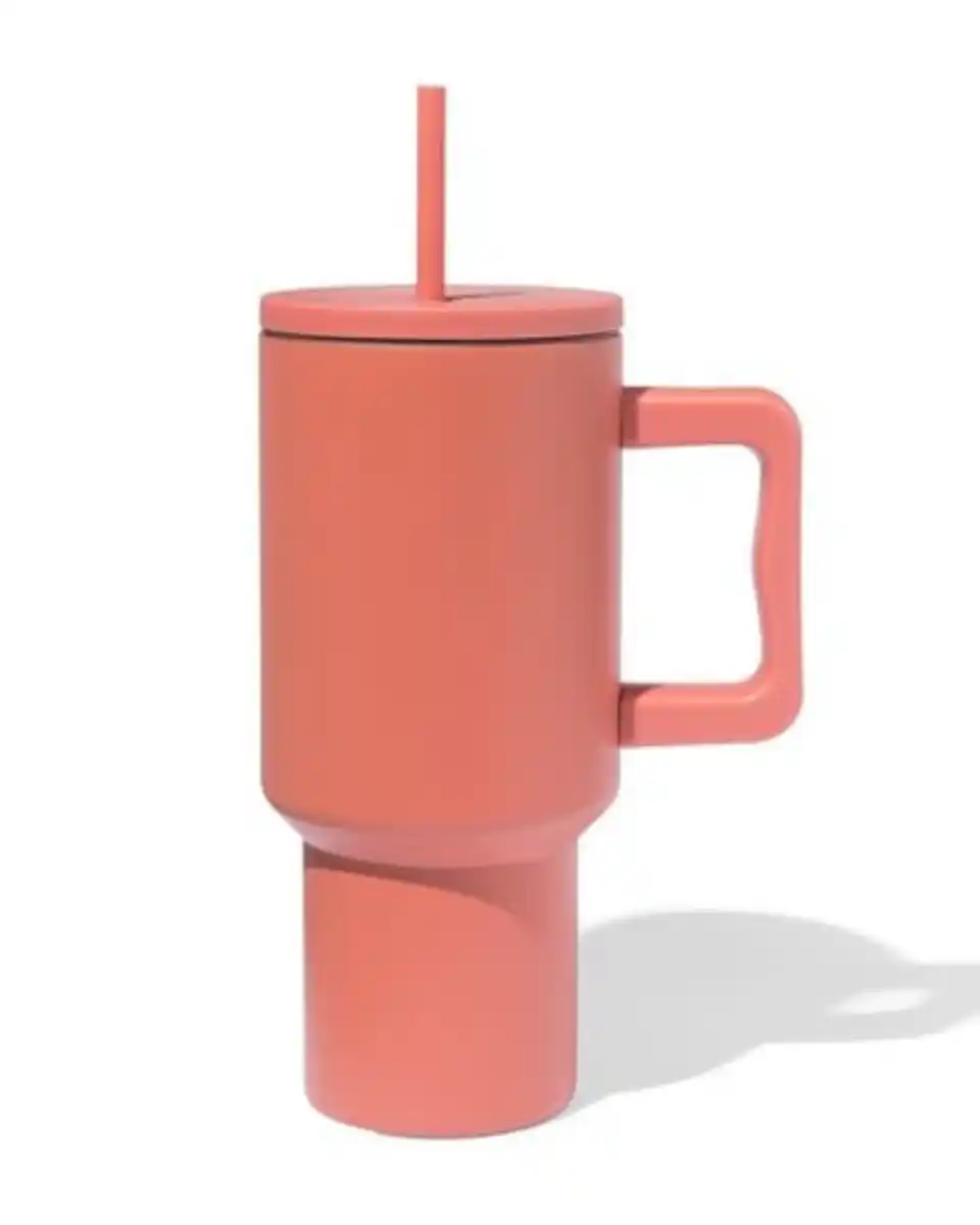 Bild 1 von Trinkbecher mit Trinkhalm, 900 ml, Edelstahl, Terra
