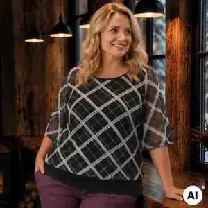 2-in-1 Damen-Langarmshirt mit Mesh-Oberstoff, große Größen