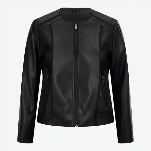 Bild 3 von Damen-Kunstleder-Jacke mit Reißverschlusstaschen, Große Größen