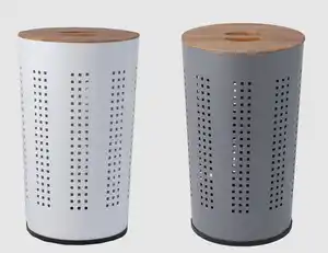 Wäschetonne mit Bambusdeckel H:60 cm