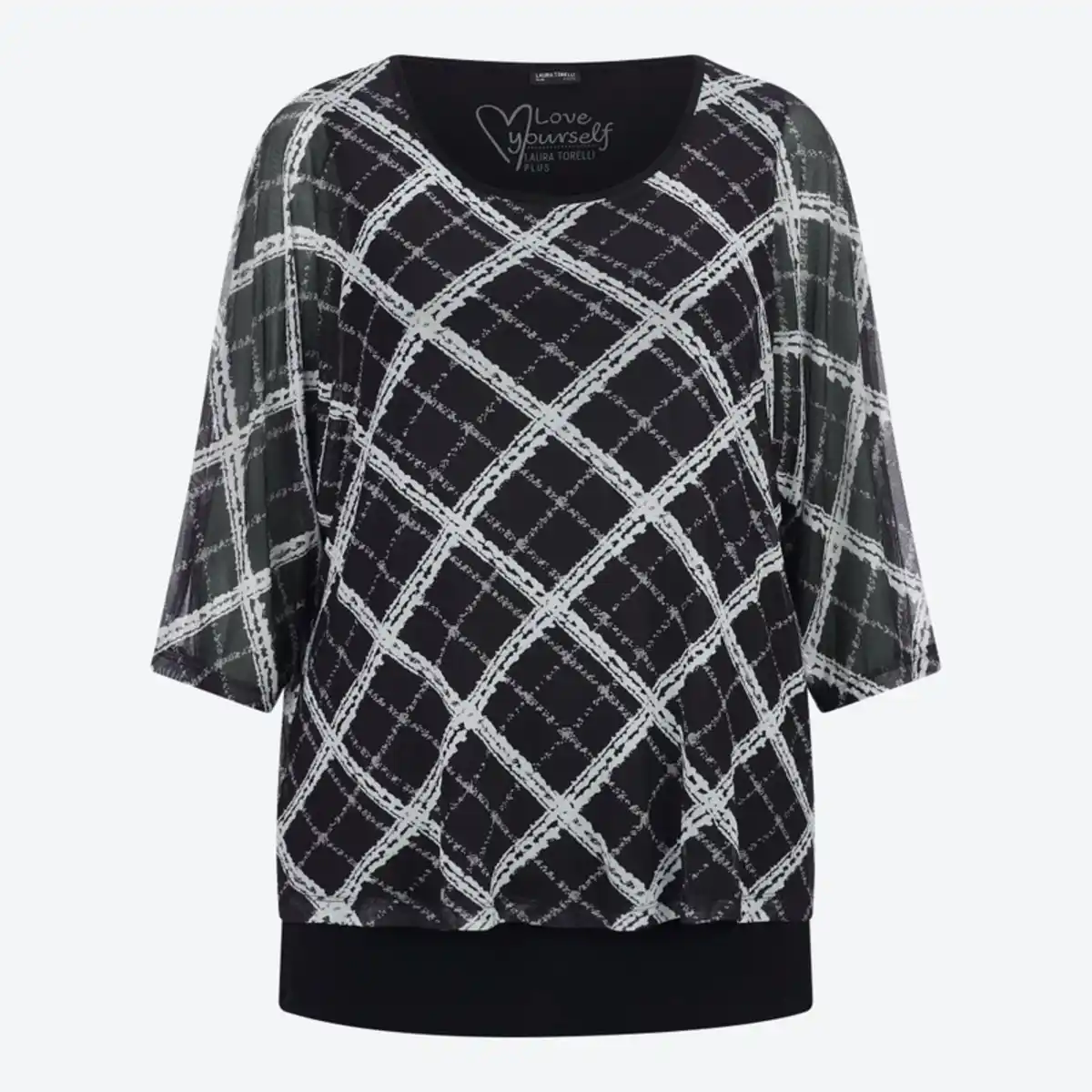 Bild 2 von 2-in-1 Damen-Langarmshirt mit Mesh-Oberstoff, große Größen