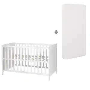 Roba Babybett, Weiß, Holzwerkstoff, Rechteckig, 60x120 cm, Babymöbel, Babybetten, Gitterbett
