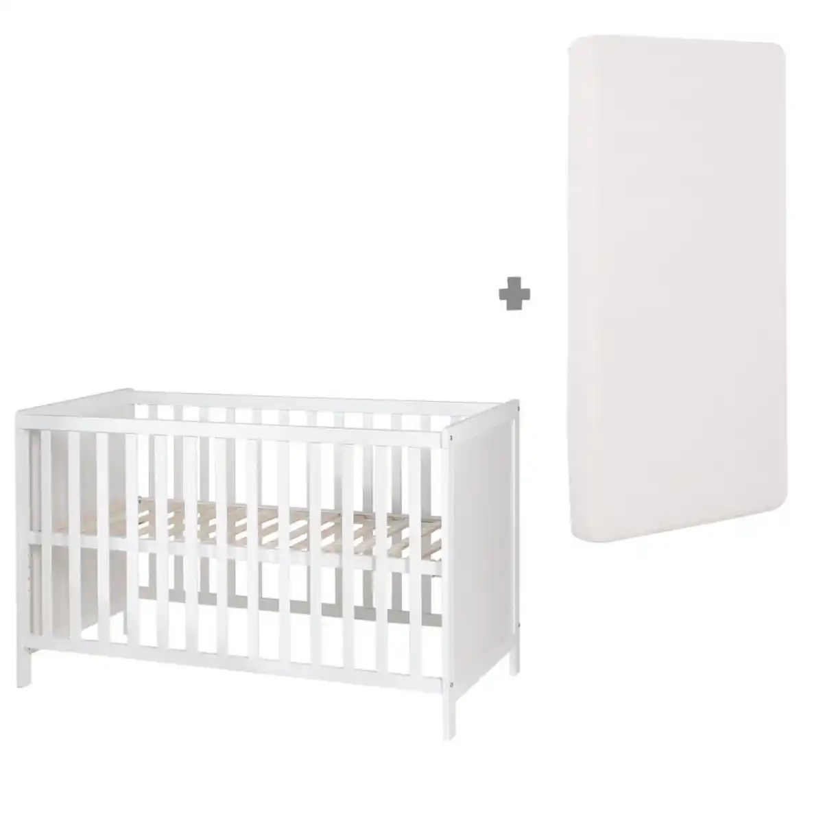 Bild 1 von Roba Babybett, Weiß, Holzwerkstoff, Rechteckig, 60x120 cm, Babymöbel, Babybetten, Gitterbett