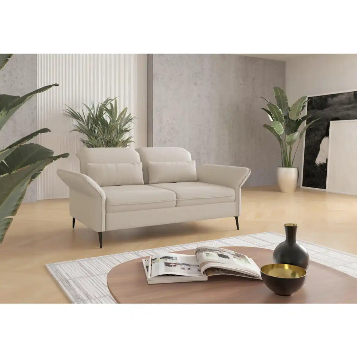 Bild 1 von Sit & More 3-Sitzer-Sofa, Creme, Metall, 199x92x123 cm, Goldenes M, Oeko-Tex® Standard 100, Made in Europe, DGM-Klimapakt, Schlafen auf Sitzhöhe, Rücken echt, Armteil links, rechts, Wohnzimmer, So