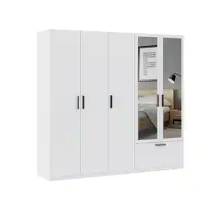 Drehtürenschrank Milos 5T1S2S Weiß, Weiß