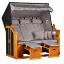 Bild 1 von Mr. Deko Strandkorb, Grau, Metall, Gestreift, 2-Sitzer, Füllung: Schaumstoff, 160x160x80 cm, Gartenmöbel, Strandkörbe