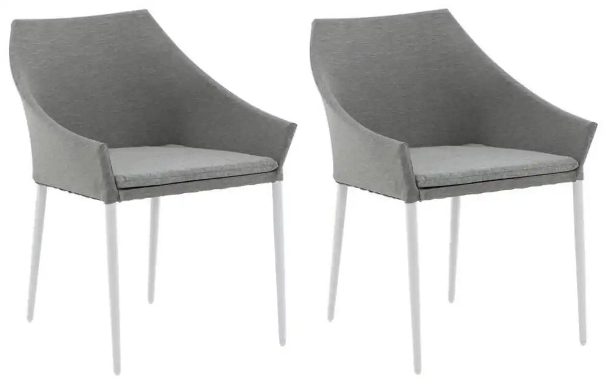 Bild 1 von Gartenstuhl 2er-Set Spoga ca. 60x81x62 cm Grau/Weiß, Grau, Weiß