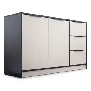 Masseno Kommode, Schwarz, Holzwerkstoff, 3 Schubladen, 138x81x41 cm, Wohnzimmer, Kommoden & Sideboards, Kommoden