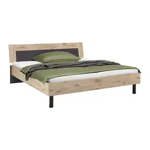 Bett Bergamo Graphit/Eichefarben, Graphitfarben, Eichefarben