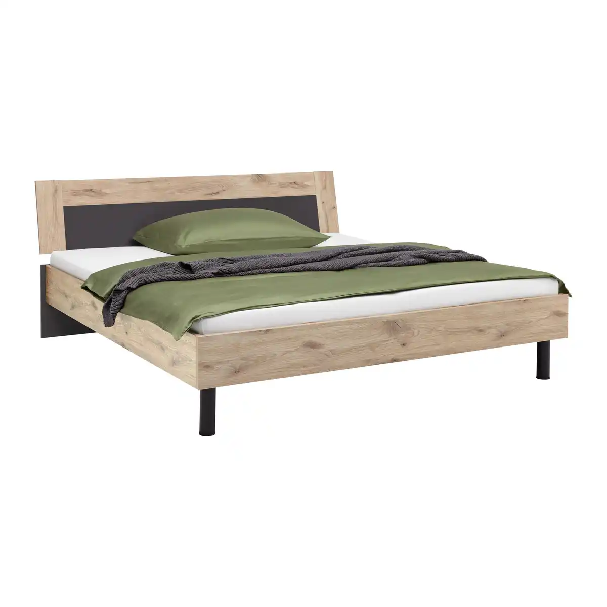 Bild 1 von Bett Bergamo Graphit/Eichefarben, Graphitfarben, Eichefarben