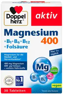 DOPPELHERZ Magnesium 400 Tabletten, 30-St.-Packg.
