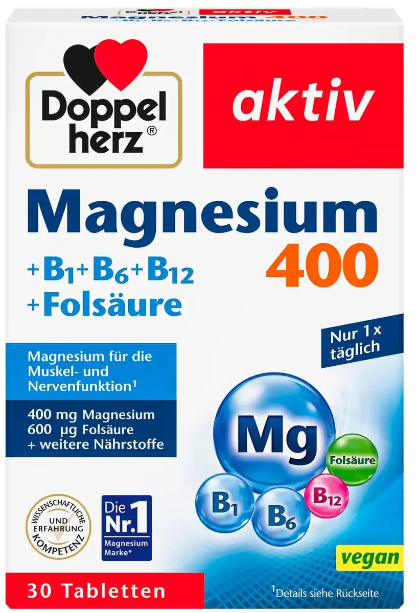 Bild 1 von DOPPELHERZ Magnesium 400 Tabletten, 30-St.-Packg.
