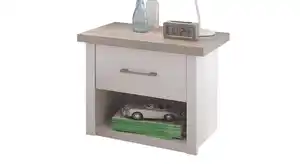 Nachttisch Pinie weiß 51 cm x 43 cm Nachtkommode - LUCA