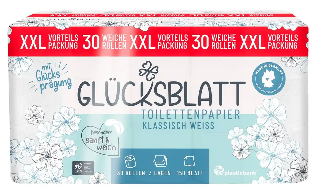 Bild 1 von GLÜCKSBLATT Toilettenpapier XXL, Packg. = 30 x 150 Blatt