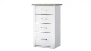 Kommode mit 4 Schubladen Pinie weiß 60 cm x 43 cm - LUCA