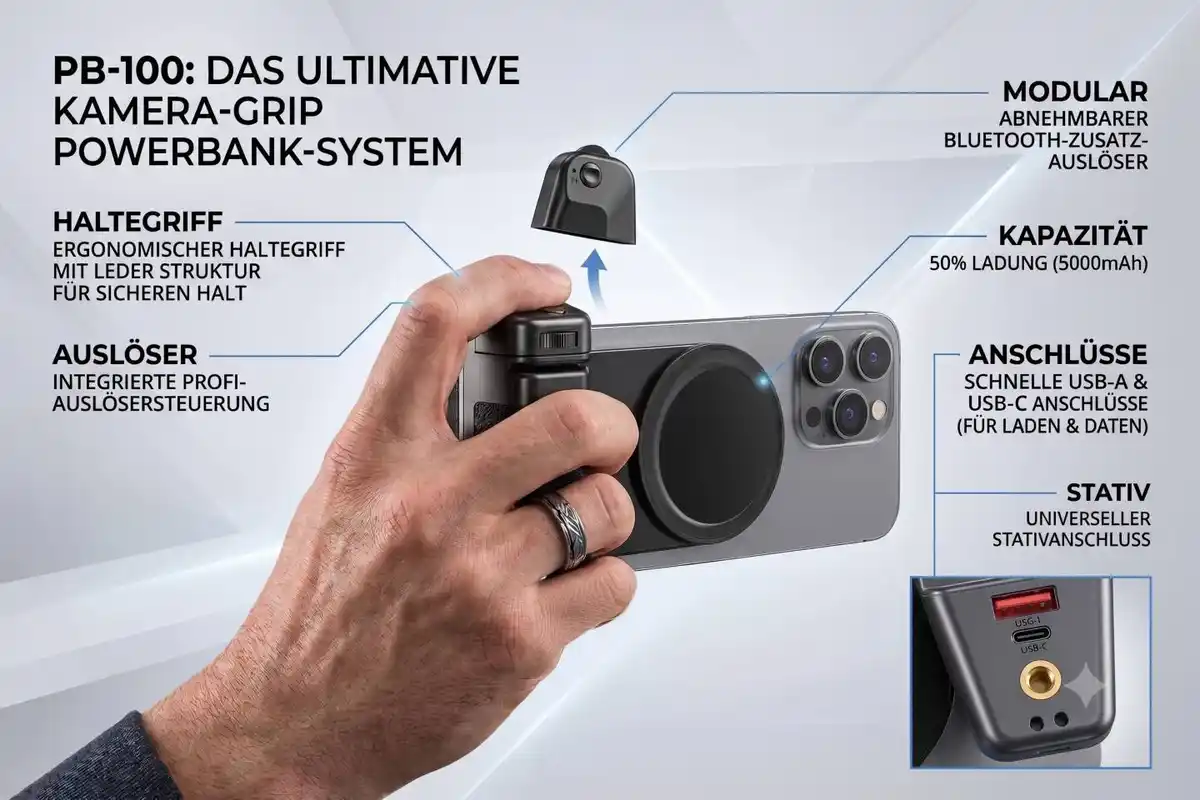 Bild 4 von TERRIS Powerbank-Camera-Grip »PB 100«