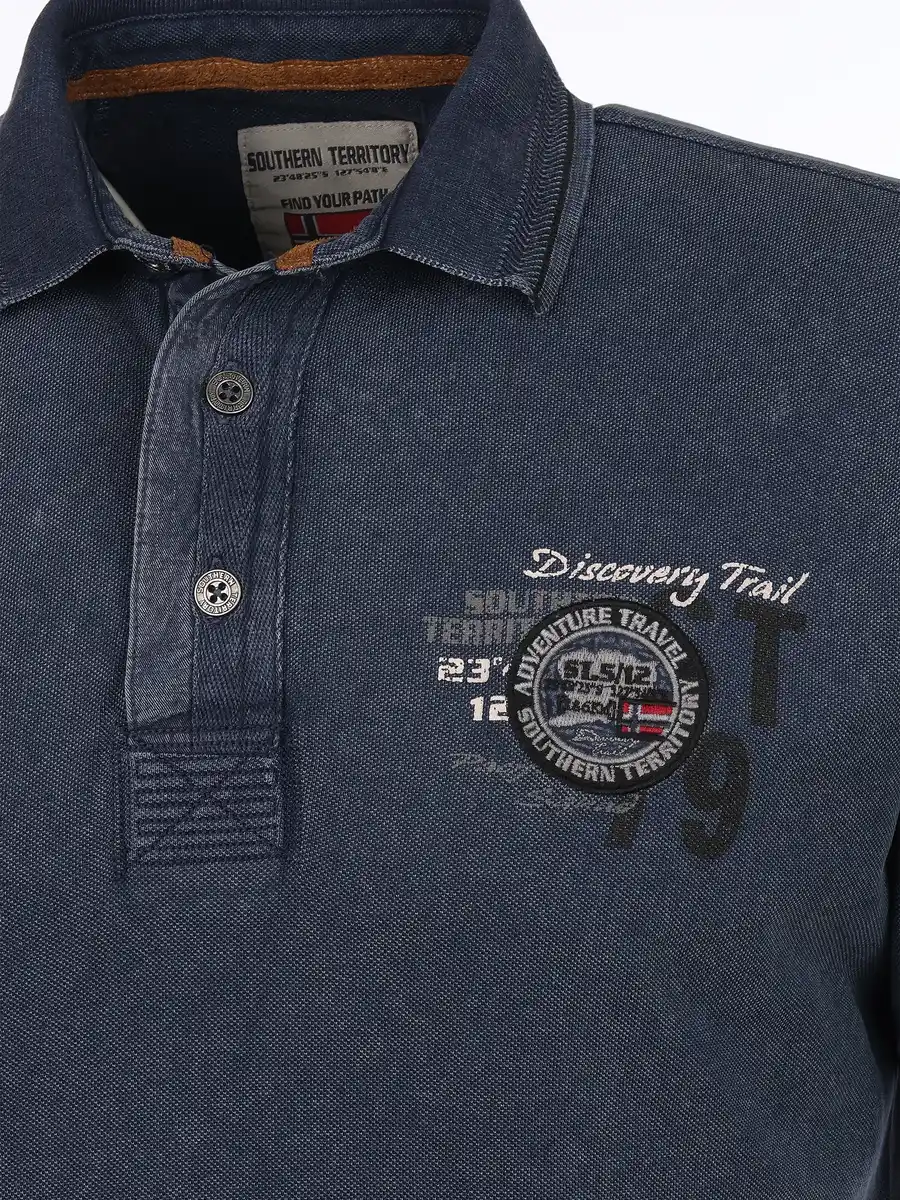 Bild 3 von Herren Poloshirt mit vielen Details Blau