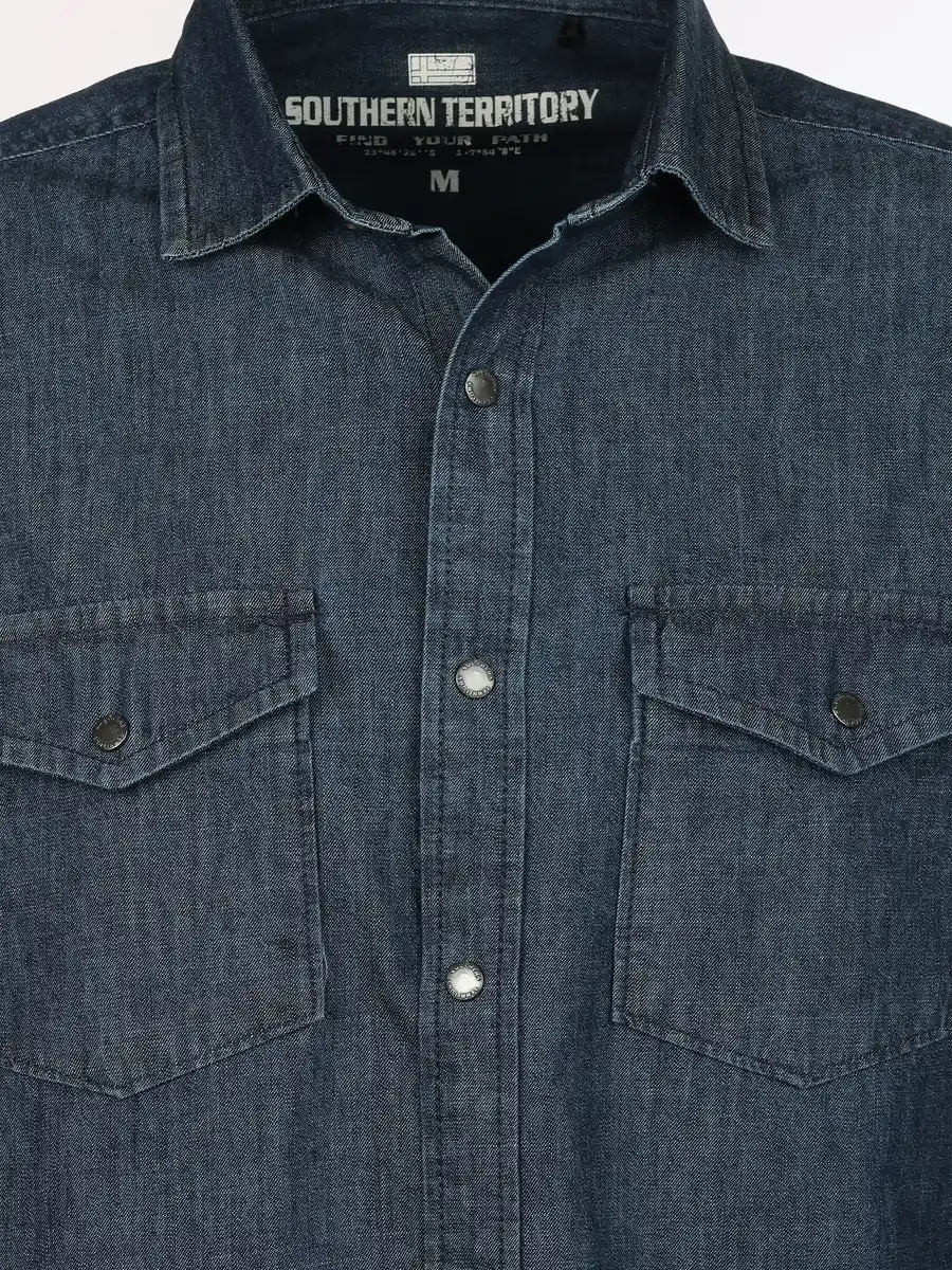 Bild 3 von Herren Jeanshemd mit Brusttaschen Blau