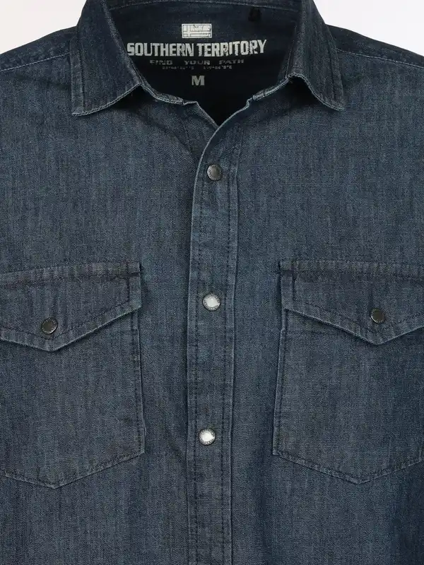 Bild 3 von Herren Jeanshemd mit Brusttaschen Blau