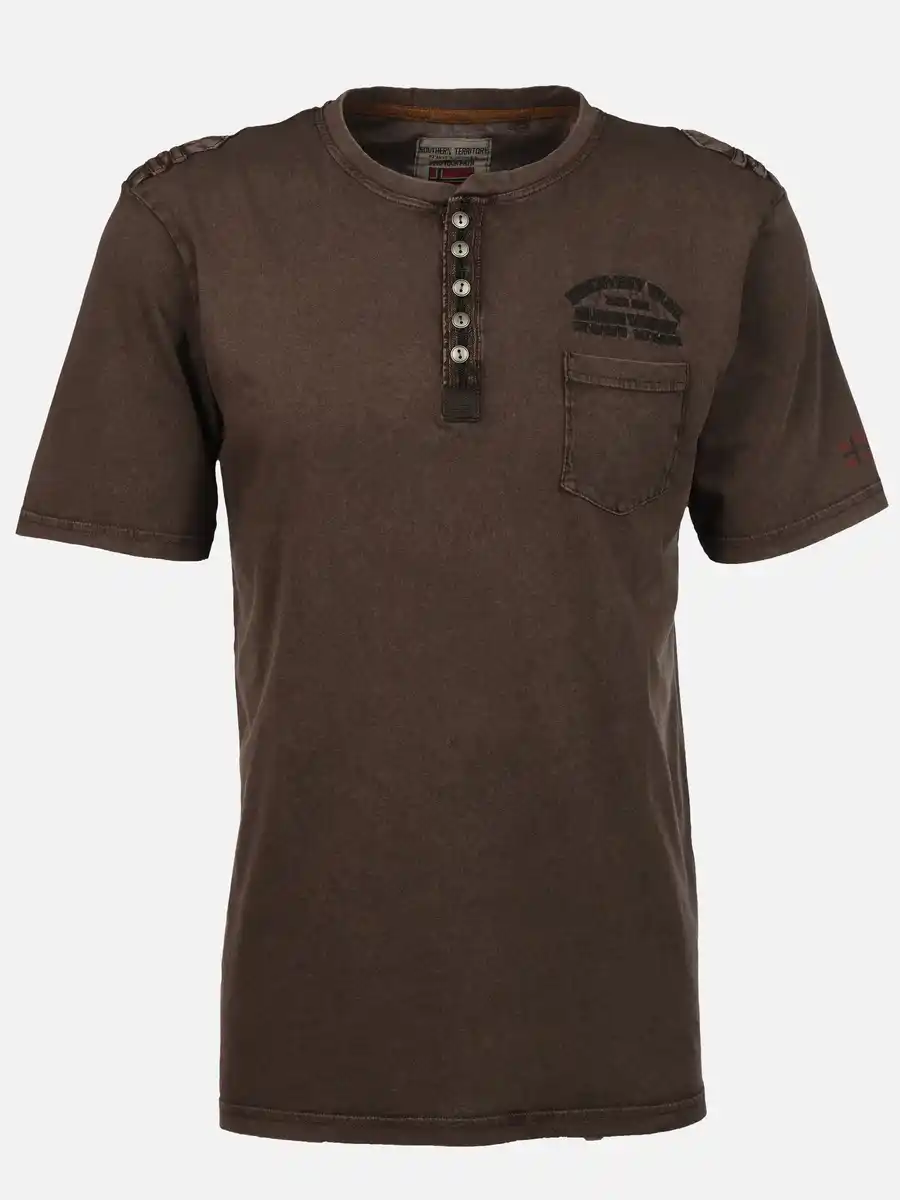 Bild 1 von Herren Henleyshirt mit Print Braun