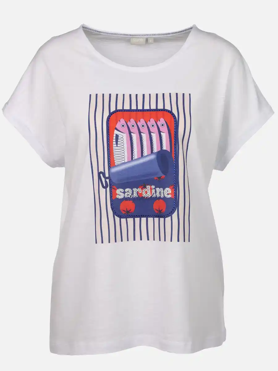 Bild 1 von Damen T-Shirt mit Motiv und Glitzersteinen Weiß