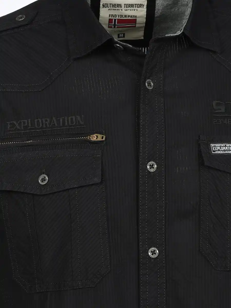 Bild 3 von Herren Freizeithemd mit Brusttaschen Schwarz