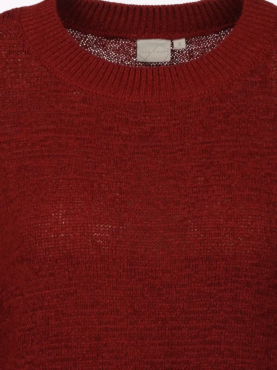 Bild 3 von Damen Strickpullover mit kurzem Arm Rot
