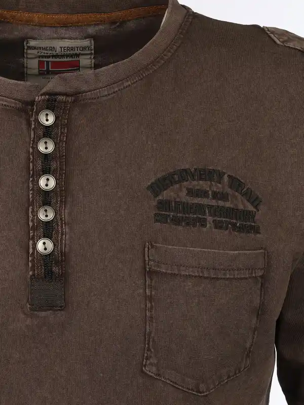 Bild 3 von Herren Henleyshirt mit Print Braun