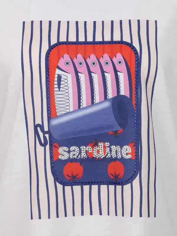 Bild 3 von Damen T-Shirt mit Motiv und Glitzersteinen Weiß