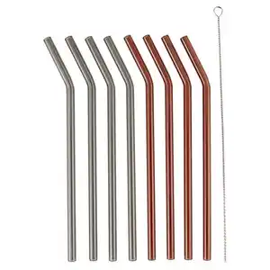 CROFTON Wiederverwendbare Trinkhalme, Glas, Gebogen, Bunt