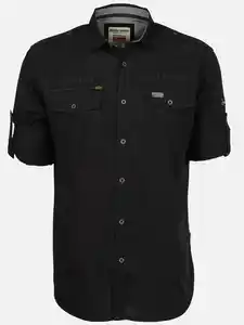 Herren Freizeithemd mit Brusttaschen Schwarz