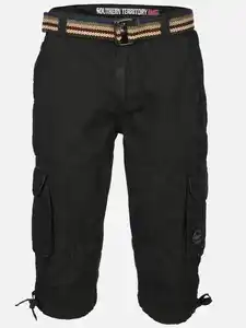 Herren Cargobermuda mit Gürtel Schwarz