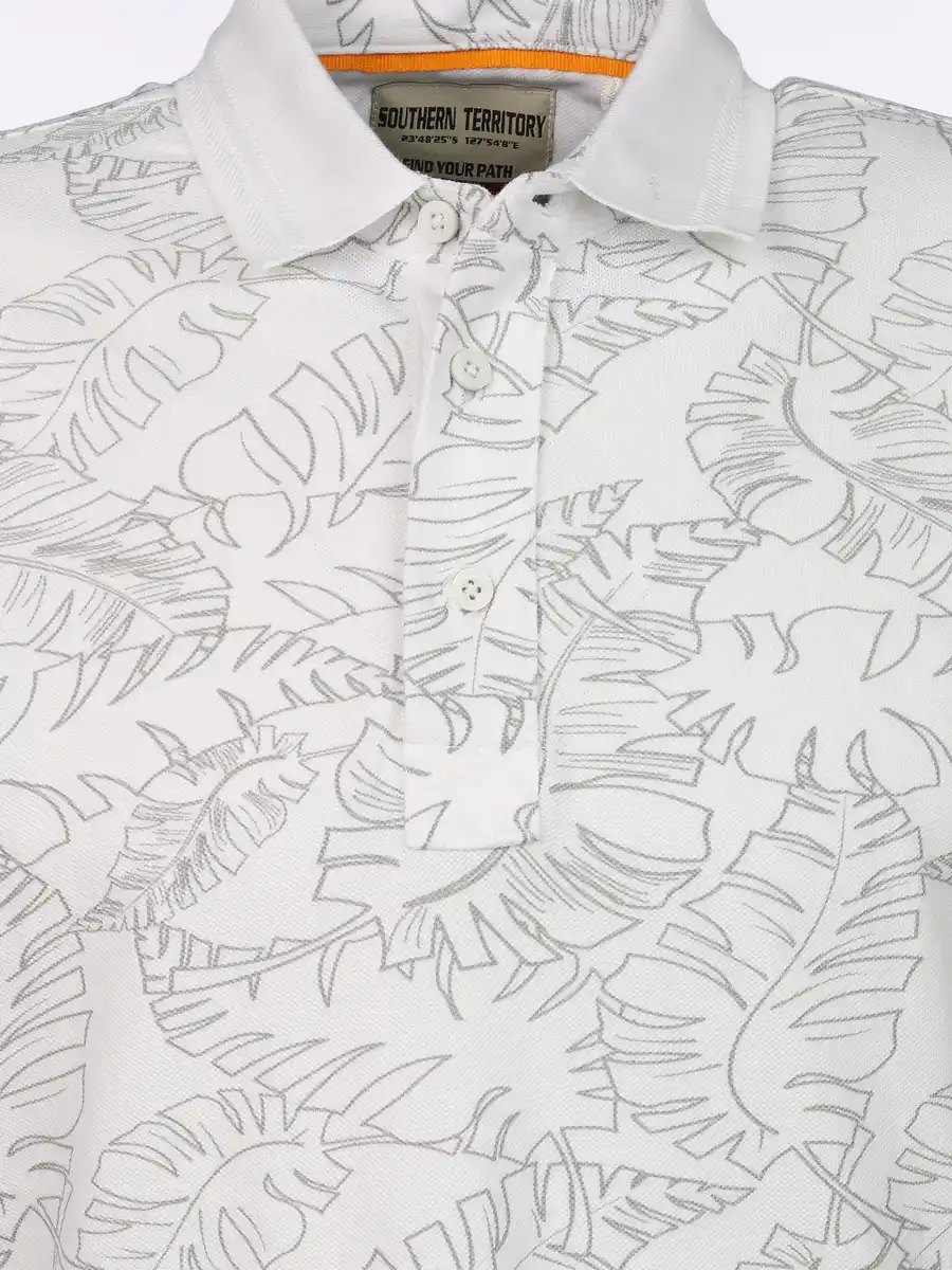 Bild 3 von Herren Poloshirt mit Print Weiß