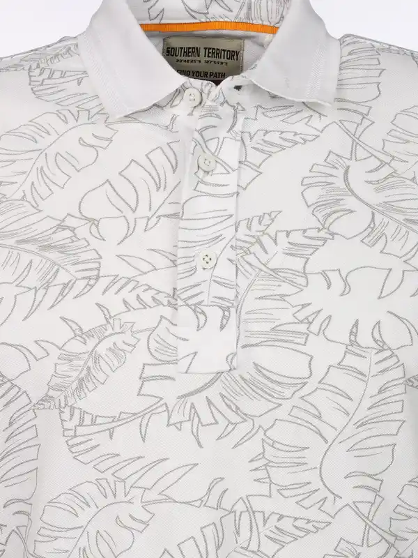Bild 3 von Herren Poloshirt mit Print Weiß