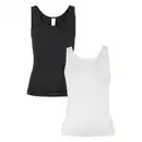 Bild 1 von UP2FASHION WOMEN Damen Unterhemd, Weiß/Schwarz, Rundhalsausschnitt, S 36/38