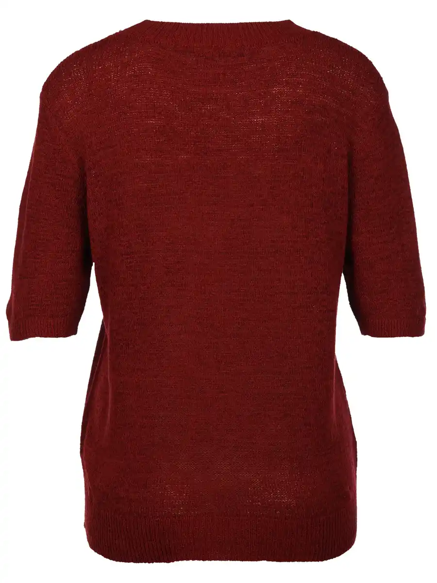 Bild 2 von Damen Strickpullover mit kurzem Arm Rot