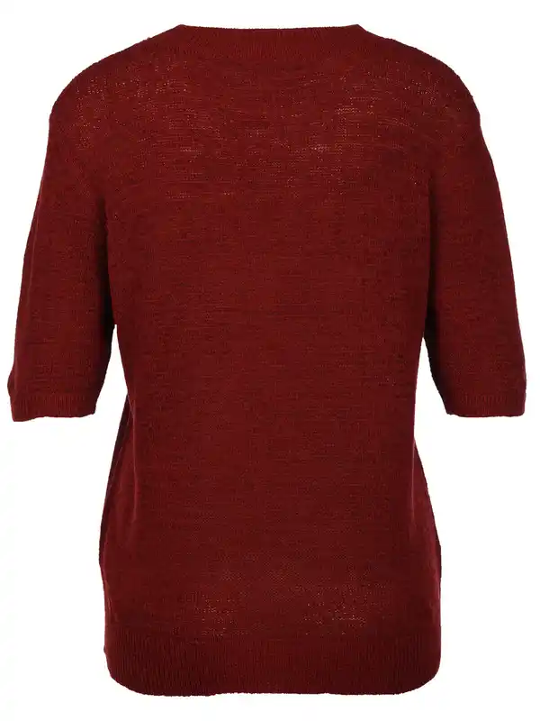 Bild 2 von Damen Strickpullover mit kurzem Arm Rot