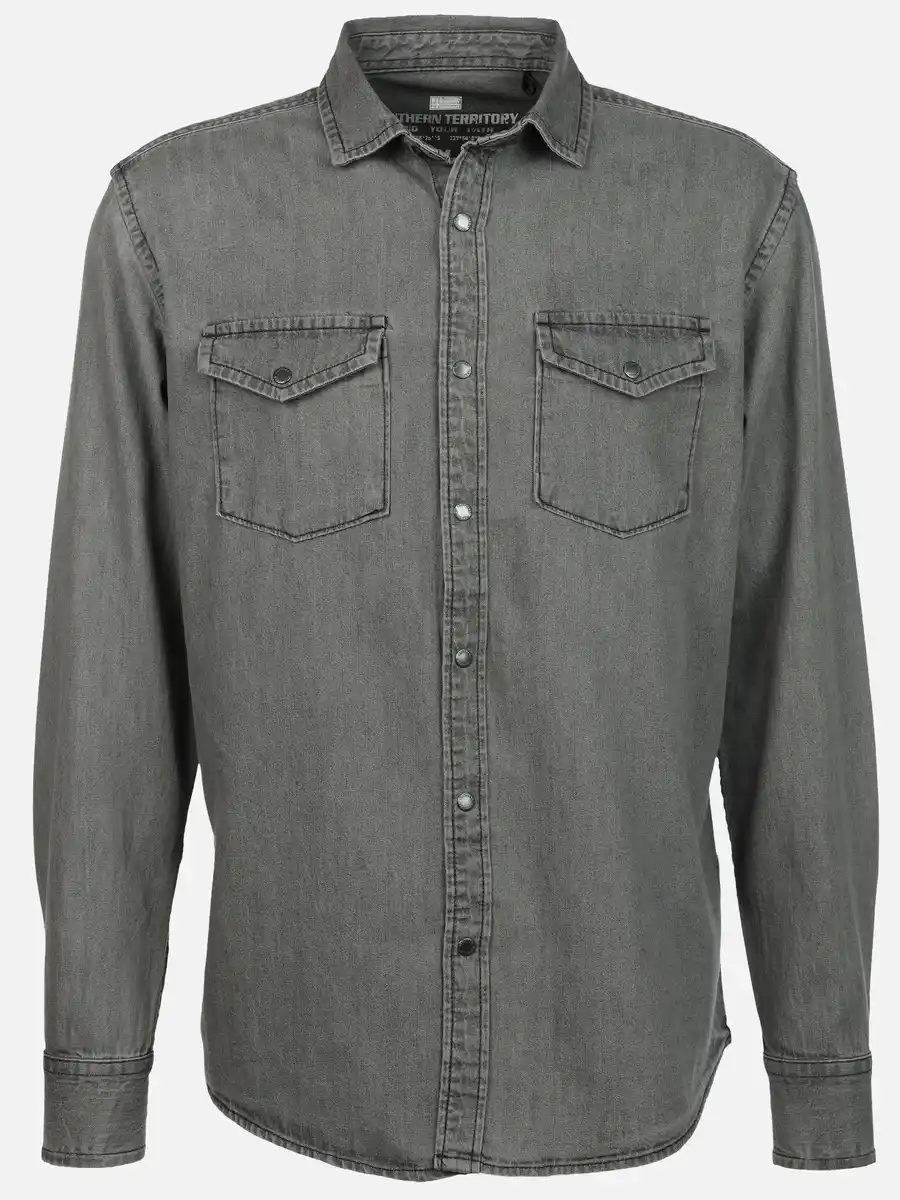 Bild 1 von Herren Jeanshemd mit Brusttaschen Grau