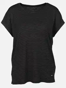 Damen Shirt mit Lurex-Streifen Schwarz