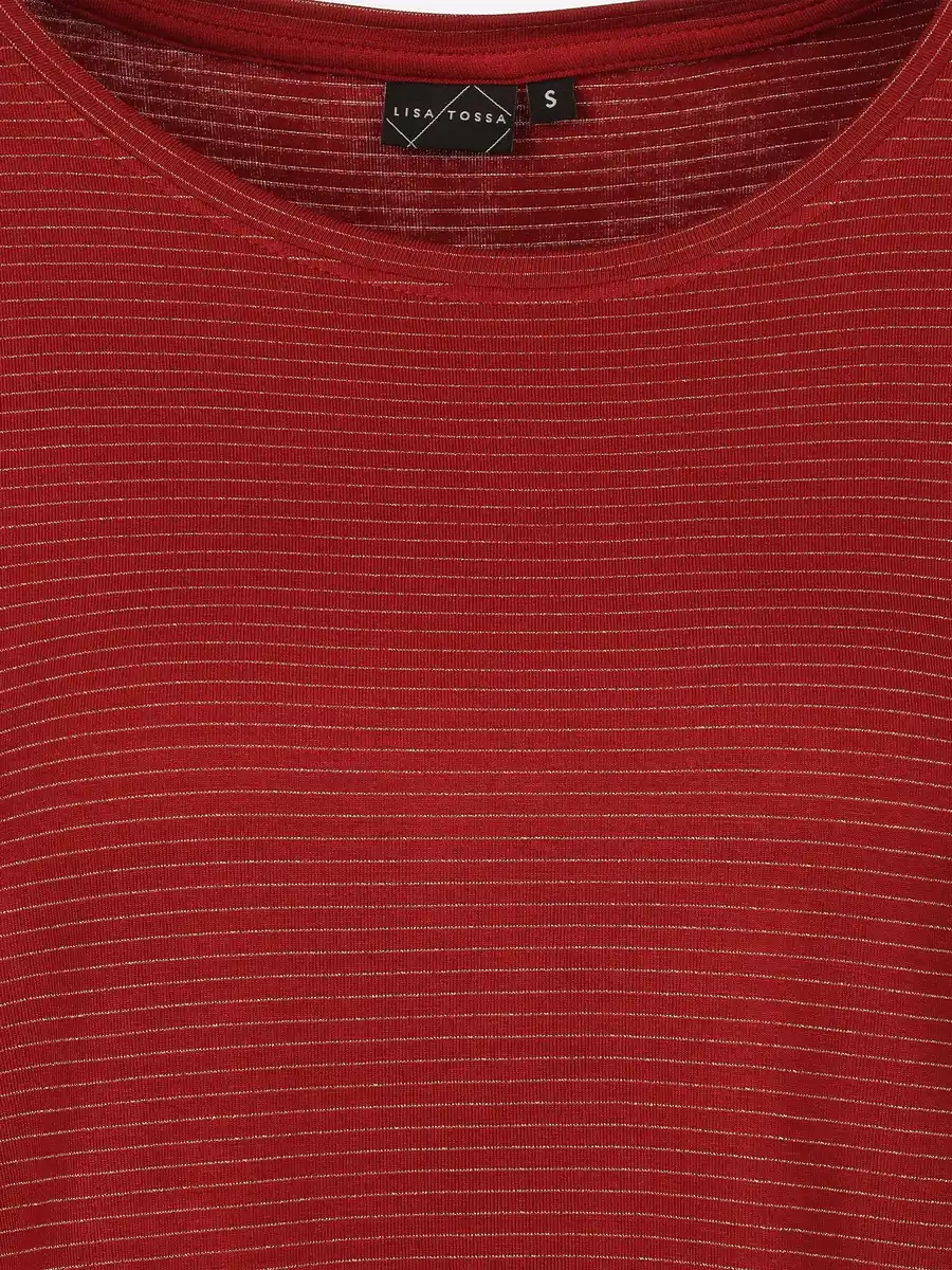 Bild 3 von Damen Shirt mit Lurex-Streifen Rot