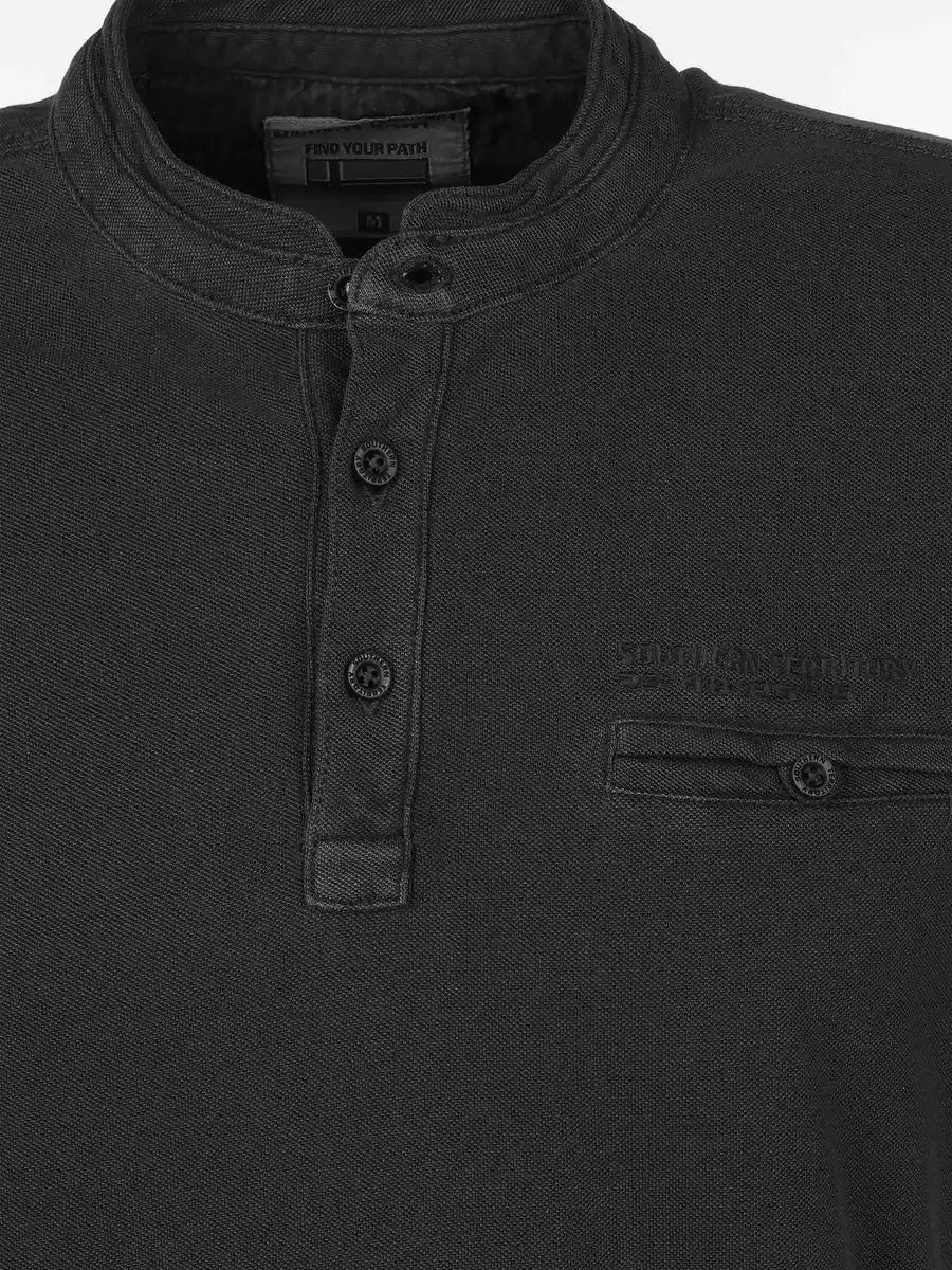 Bild 2 von Herren Henleyshirt mit Stickerei Schwarz