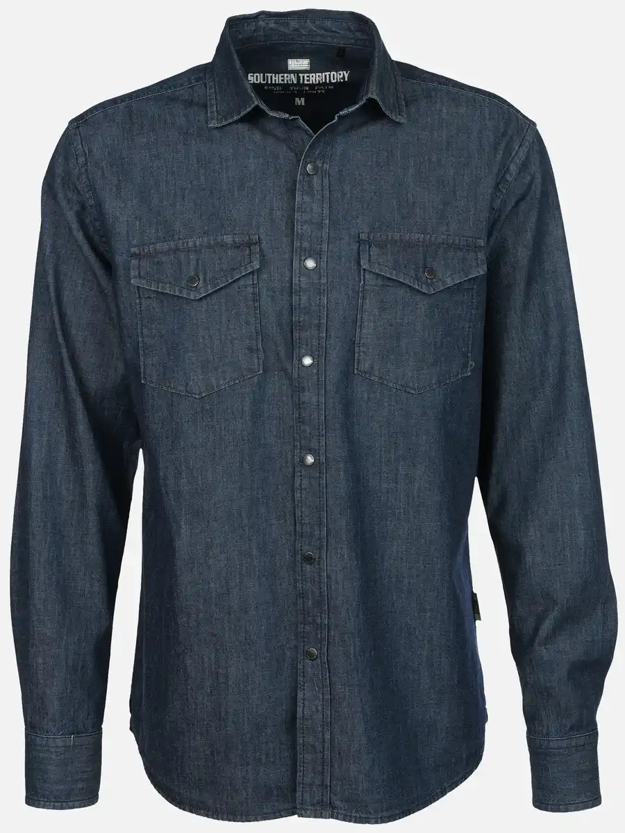 Bild 1 von Herren Jeanshemd mit Brusttaschen Blau